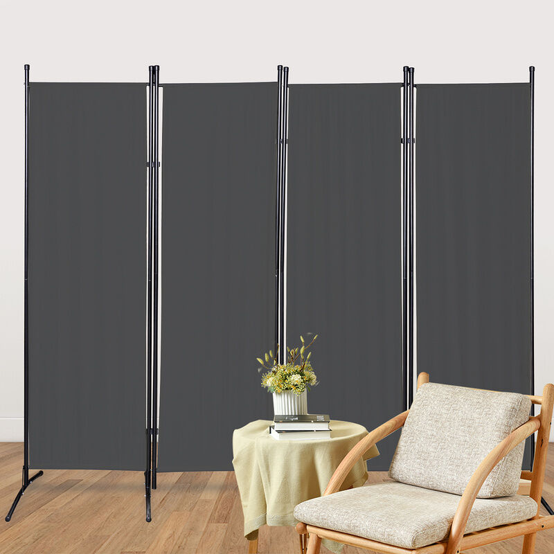 foto del prodotto swanew schermo pieghevole su supporto divisorio per ambienti schermo per giardino divisorio 4 pannelli 200x170cm antracite