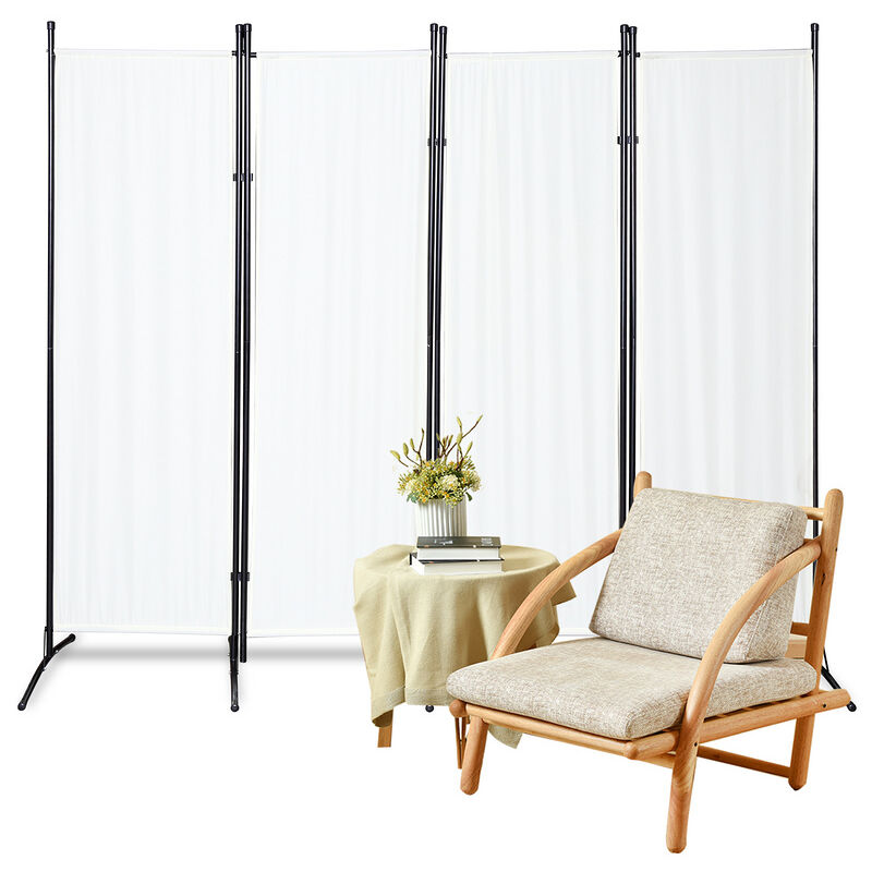 foto del prodotto swanew schermo pieghevole su supporto divisorio per ambienti schermo per giardino divisorio 4 pannelli 200x170cm beige