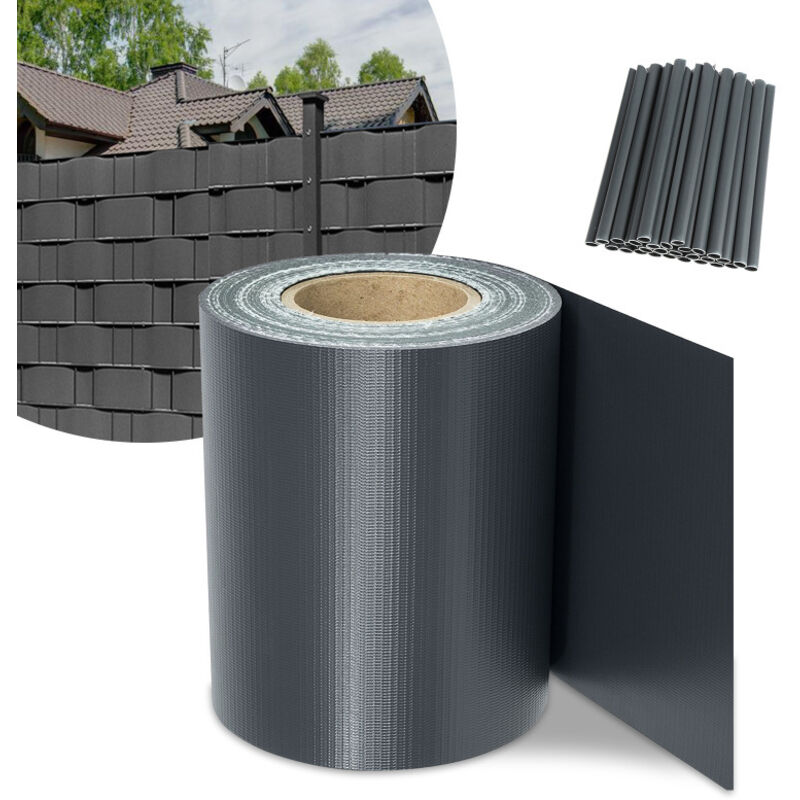 foto del prodotto swanew schermo privacy da giardino in pvc recinzione a doppia barra rotolo di pellicola per recinzione balcone 10 pezzi pvc 35x0.19m antracite