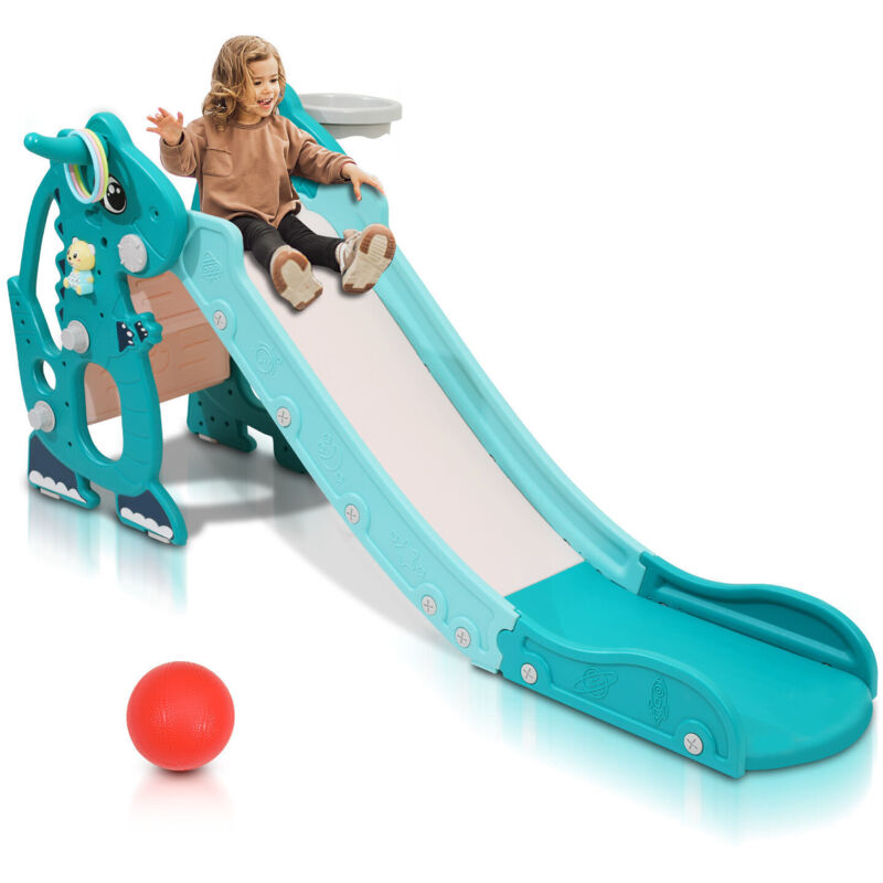 foto del prodotto swanew scivolo per bambini baby 145 cm scivolo da giardino 4 in 1 scivolo basket verde
