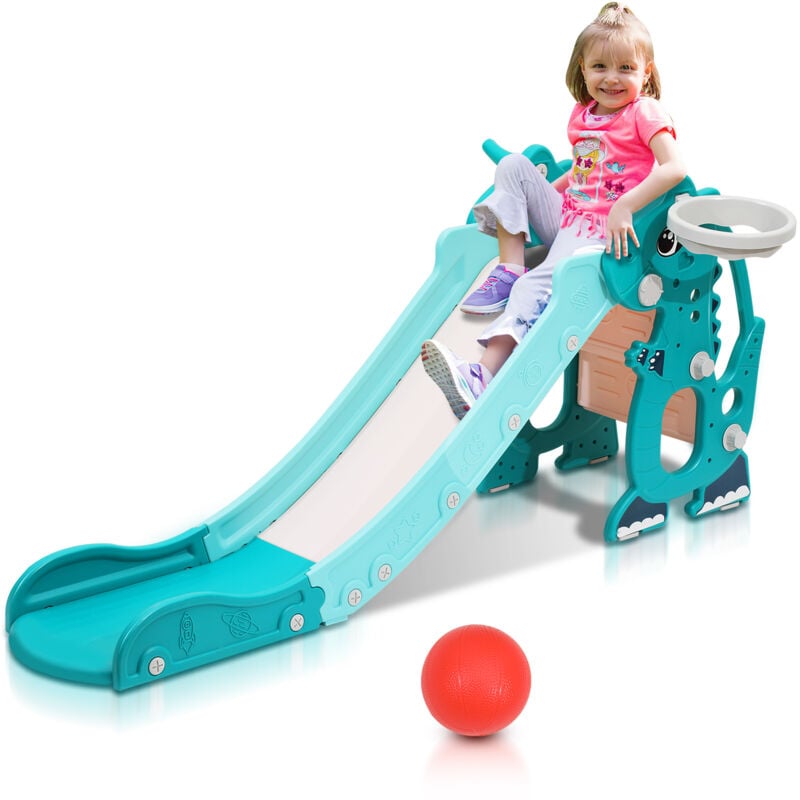 foto del prodotto swanew scivolo per bambini baby 145 cm scivolo da giardino 4 in 1 scivolo basket verde