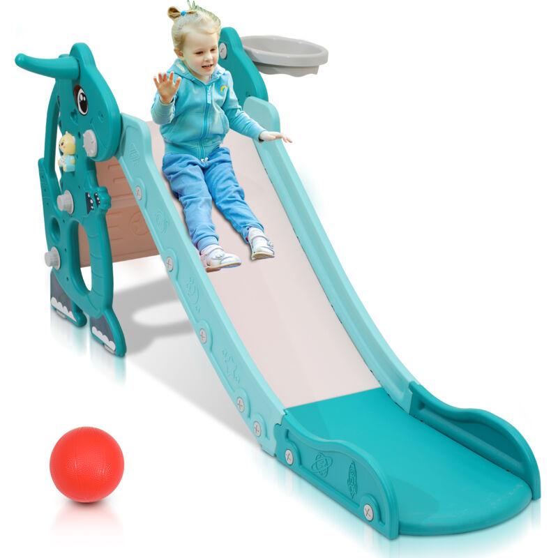 foto del prodotto swanew scivolo per bambini scivolo ad anello da lancio scivolo da giardino all aperto scivolo ad onda 4 in 1 scivolone