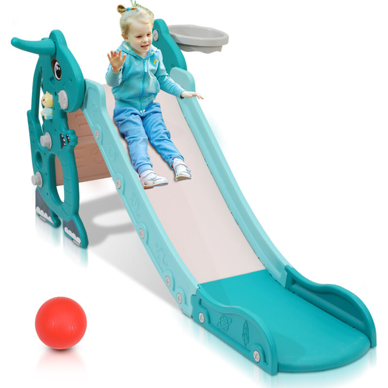 foto del prodotto swanew scivolo per bambini scivolo ad anello da lancio scivolo da giardino all aperto scivolo ad onda 4 in 1 scivolone
