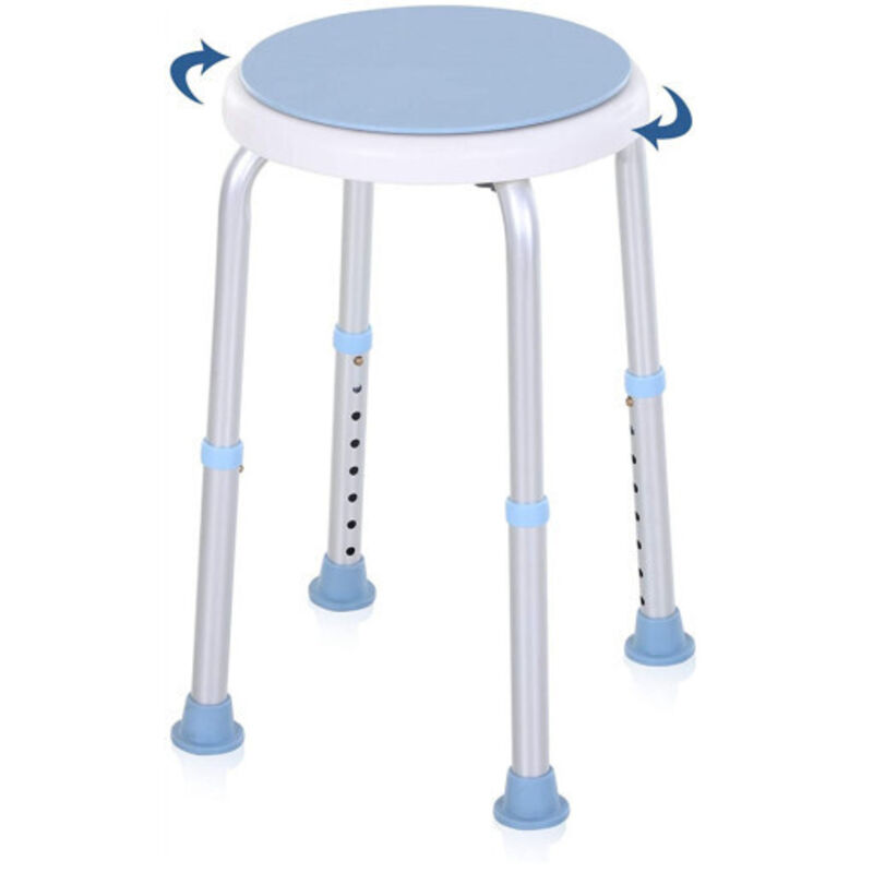 foto del prodotto swanew sedile doccia regolabile in altezza sgabello doccia ergonomico piedini antiscivolo carico alluminio hdpe bianco max. 136 kg