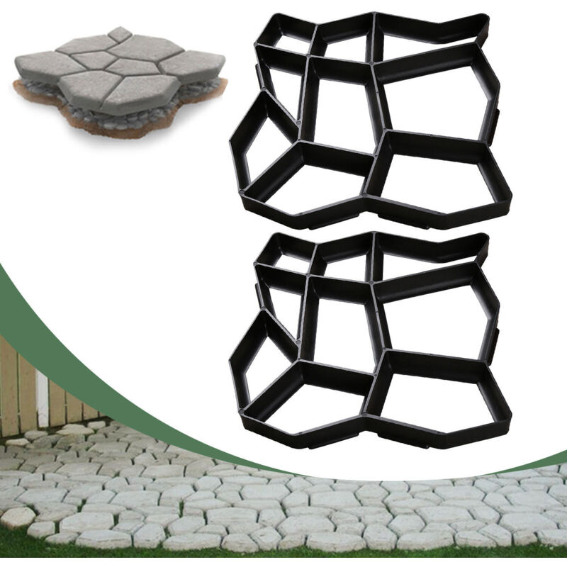foto del prodotto swanew set di 2 stampi per calcestruzzo. stampi per pietra da calpestio per giardino. 43x43x4cm. plastica. per la paesaggistica