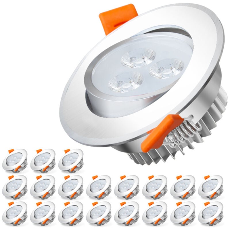 foto del prodotto swanew set di 20 faretti led da incasso 3w equ. temperatura colore 25w bianco freddo 6000k