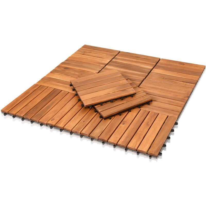foto del prodotto swanew set di 22 piastrelle per terrazza 30x30cm legno di acacia per giardino piscina interna esterna legno naturale