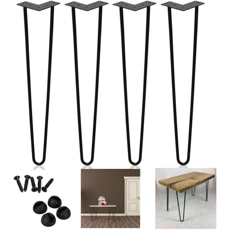 foto del prodotto swanew set di 4 gambe a forcella telaio del tavolo corridori del tavolo gambe tavolo da pranzo gamba del tavolo harpins 2 montanti nero 45 cm