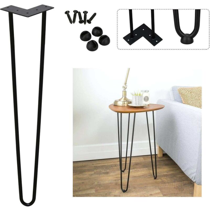 foto del prodotto swanew set di 4 gambe a forcella telaio del tavolo corridori del tavolo gambe tavolo da pranzo gamba del tavolo harpins 2 montanti nero 45 cm