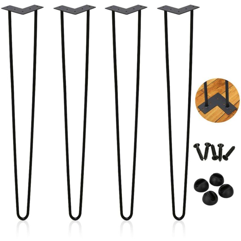 foto del prodotto swanew set di 4 gambe a forcella telaio del tavolo corridori del tavolo gambe tavolo da pranzo gamba del tavolo harpins 2 montanti nero 61 cm