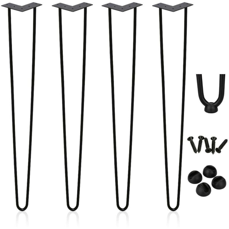 foto del prodotto swanew set di 4 gambe a forcella telaio del tavolo corridori del tavolo gambe tavolo da pranzo gamba del tavolo harpins 2 montanti nero 61 cm