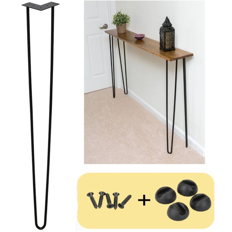 foto del prodotto swanew set di 4 gambe a forcella telaio del tavolo corridori del tavolo gambe tavolo da pranzo gamba del tavolo harpins 2 montanti nero 72 cm