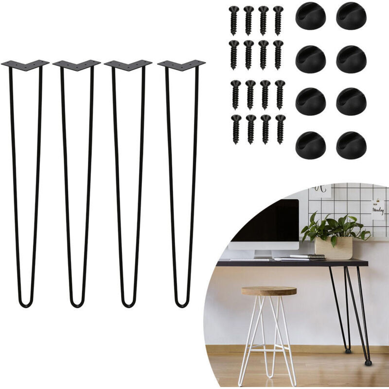 foto del prodotto swanew set di 4 gambe a forcella telaio del tavolo corridori del tavolo gambe tavolo da pranzo gamba del tavolo harpins 2 montanti nero 72 cm