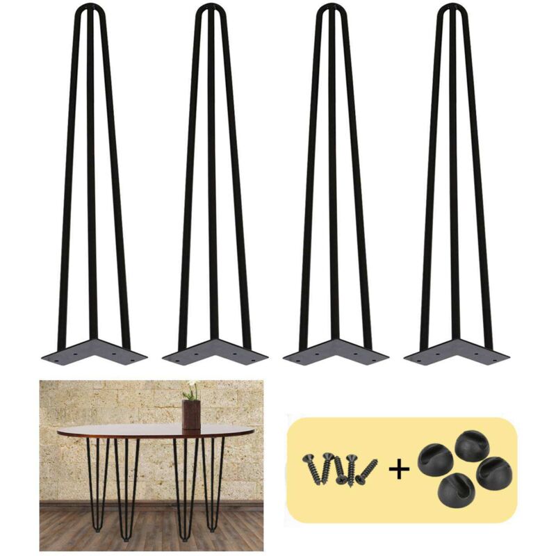 foto del prodotto swanew set di 4 gambe a forcella telaio per tavolo corridori per tavolo gambe tavolo da pranzo harpins gamba del tavolo 3 montanti nero 40 cm
