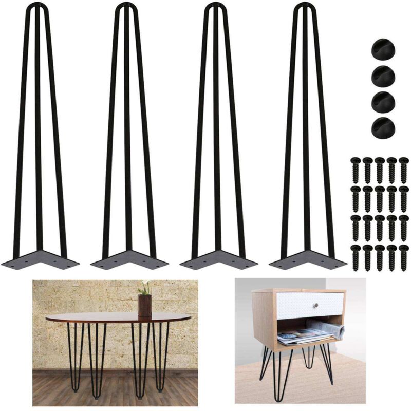 foto del prodotto swanew set di 4 gambe a forcella telaio per tavolo corridori per tavolo gambe tavolo da pranzo harpins gamba del tavolo 3 montanti nero 40 cm