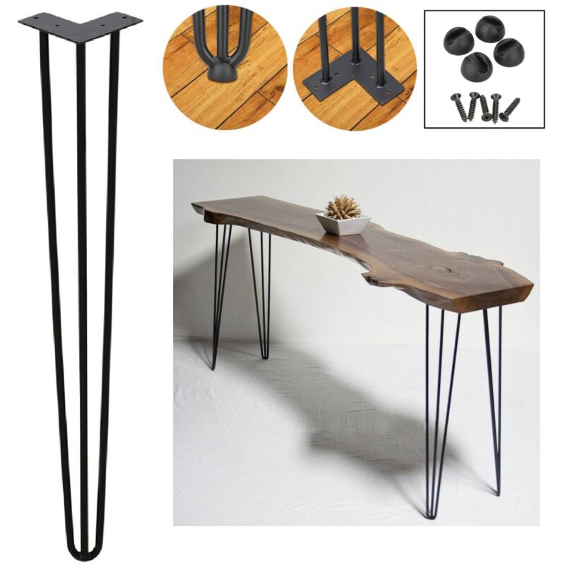 foto del prodotto swanew set di 4 gambe a forcella telaio per tavolo corridori per tavolo gambe tavolo da pranzo harpins gamba del tavolo a 3 montanti nero 61 cm