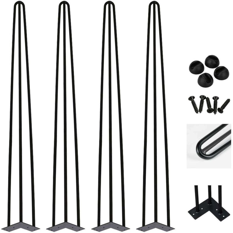 foto del prodotto swanew set di 4 gambe a forcella telaio per tavolo corridori per tavolo gambe tavolo da pranzo harpins gamba del tavolo a 3 montanti nero 61 cm