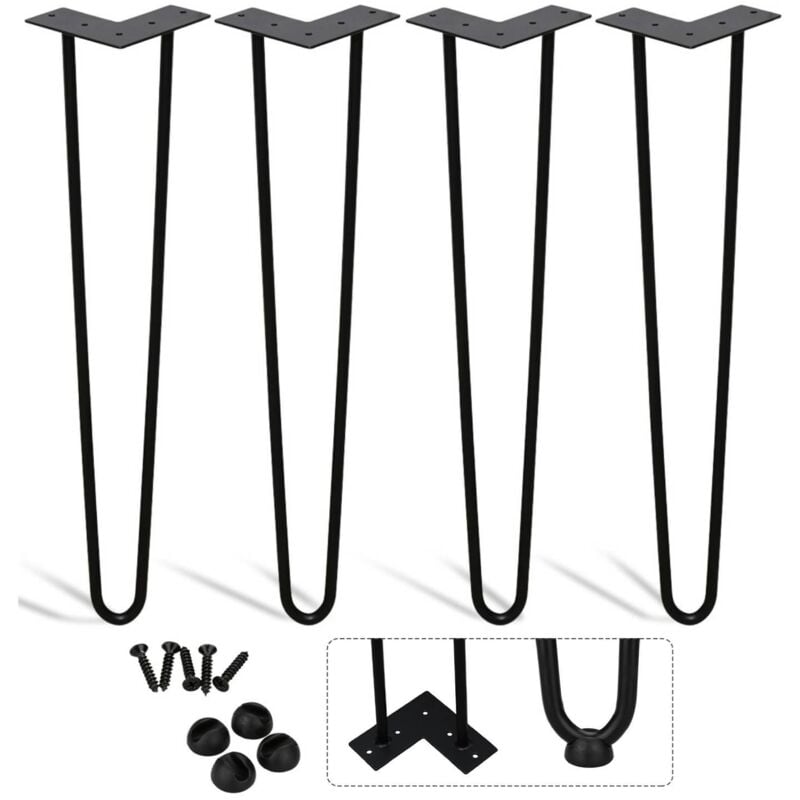 foto del prodotto swanew set di 4 gambe a forcella telaio per tavolo tavolo da pranzo gambe del tavolo harpins gamba del tavolo a 2 montanti nero 40 cm