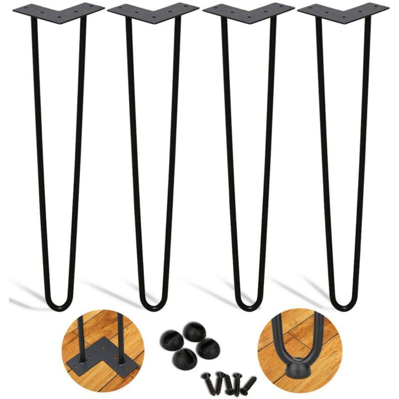 foto del prodotto swanew set di 4 gambe a forcella telaio per tavolo tavolo da pranzo gambe del tavolo harpins gamba del tavolo a 2 montanti nero 40 cm