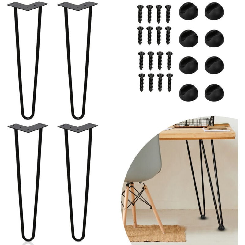 foto del prodotto swanew set di 4 gambe a forcella telaio per tavolo tavolo da pranzo gambe harpins gamba del tavolo a 2 montanti nero 35 cm