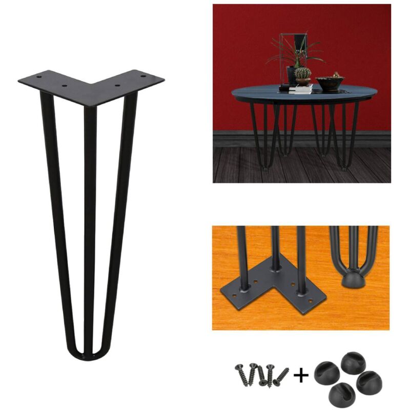 foto del prodotto swanew set di 4 gambe a forcina gambe a forcina telaio del tavolo tavolo corridori gambe tavolo da pranzo harpins gamba del tavolo 3 puntoni nero