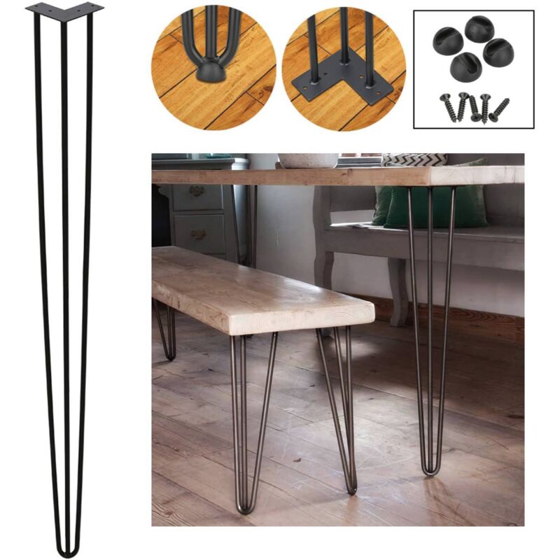 foto del prodotto swanew set di 4 gambe a forcina telaio del tavolo tavolo da pranzo gambe harpins gamba del tavolo 3 montanti nero 72 cm