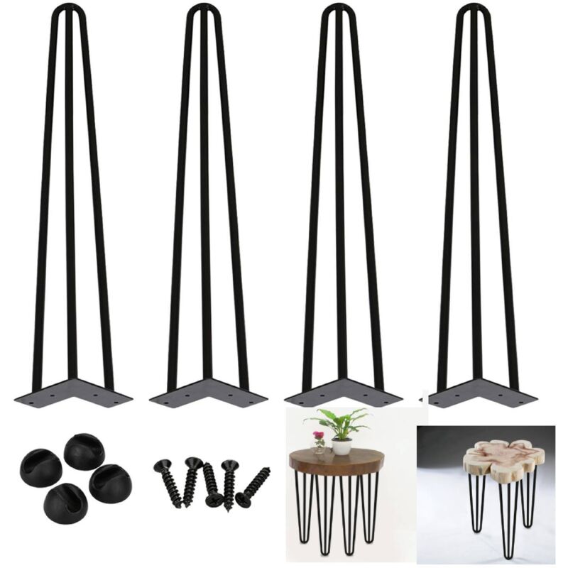 foto del prodotto swanew set di 4 gambe a forcina telaio del tavolo tavolo da pranzo legs tavolo da pranzo harpins gamba del tavolo 3 montanti nero 30 cm