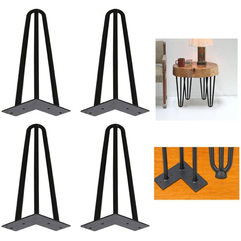 foto del prodotto swanew set di 4 gambe hairpin legs telaio del tavolo tavolo runners legs tavolo da pranzo harpins gamba del tavolo 3 puntoni nero 15 cm