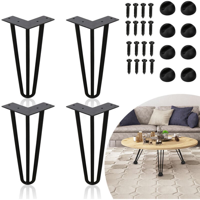 foto del prodotto swanew set di 4 gambe hairpin legs telaio del tavolo tavolo runners legs tavolo da pranzo harpins gamba del tavolo 3 puntoni nero 15 cm