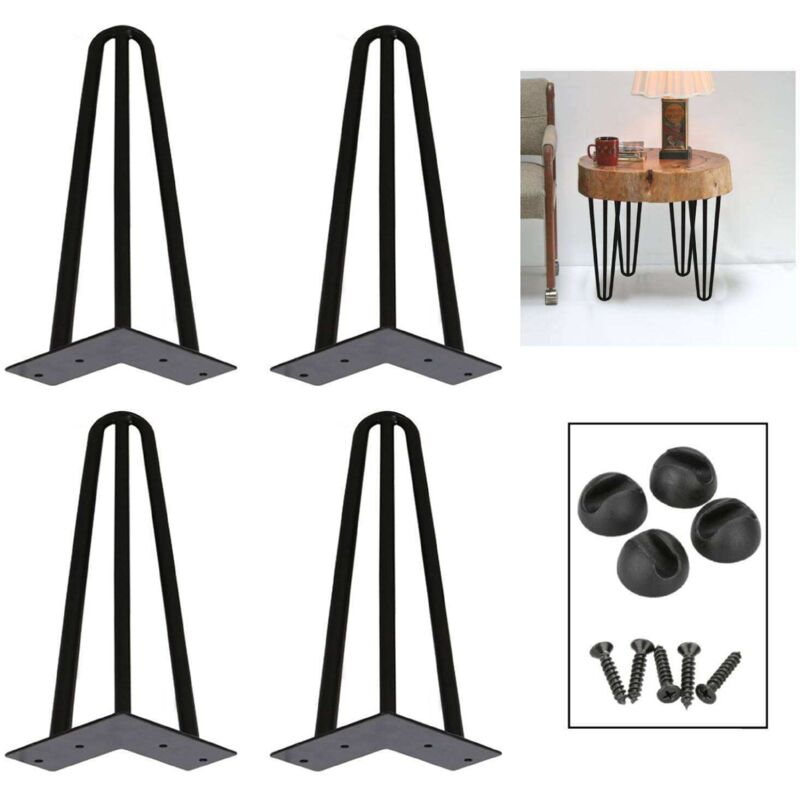 foto del prodotto swanew set di 4 gambe hairpin legs telaio del tavolo tavolo runners legs tavolo da pranzo harpins gamba del tavolo 3 puntoni nero 15 cm