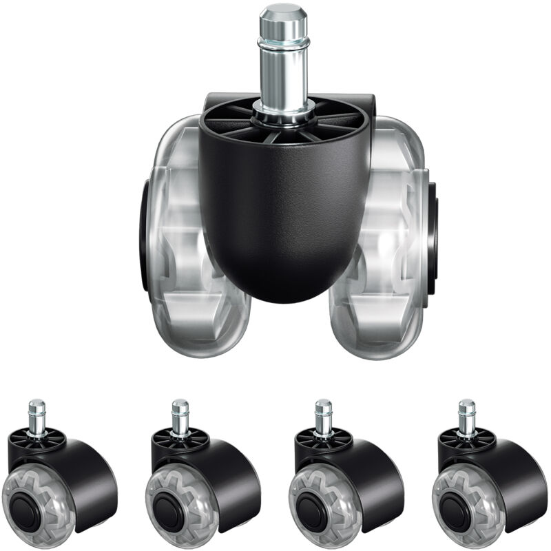 foto del prodotto swanew set di 5 rotelle per sedie da ufficio 11 mm x 22 mm, rotelle per pavimenti duri fino a 125 kg, installazione semplice senza attrezzi