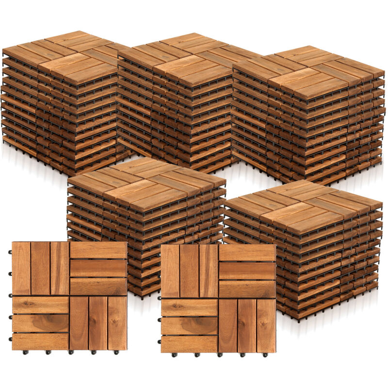 foto del prodotto swanew set di 55 piastrelle in legno per 5 m . piastrelle in legno di acacia. piastrelle con 12 doghe per giardino. terrazza. balcone. pavimento con