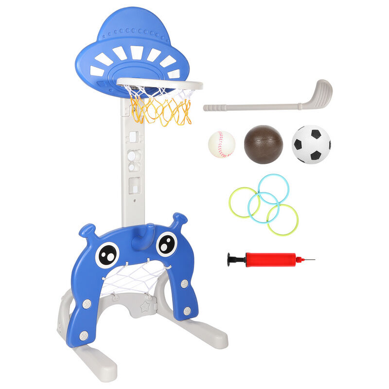foto del prodotto swanew set di canestri per bambini 4 in 1, canestro per bambini, regolabile in altezza, porta da calcio e gioco di lancio per bambini