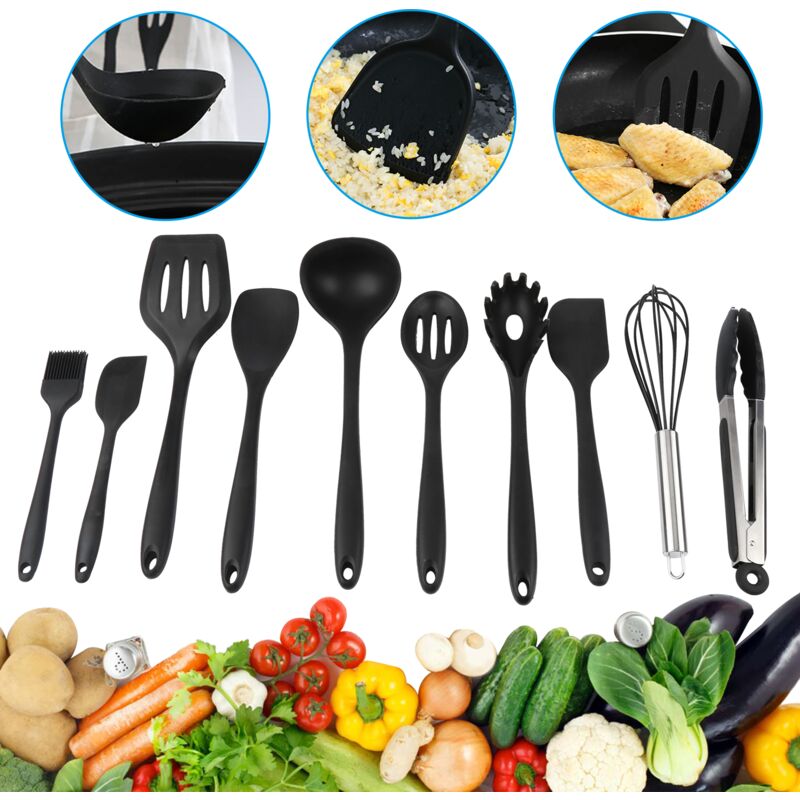 foto del prodotto swanew set di pentole in silicone, per cucinare in cucina, 12 pezzi, resistente al calore, antiaderente