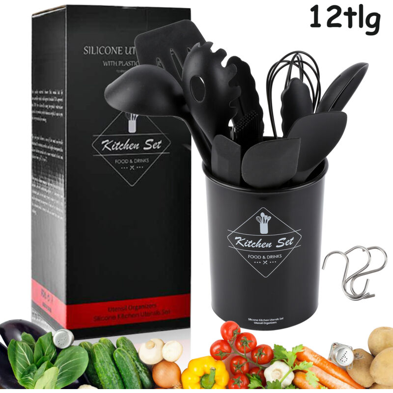 foto del prodotto swanew set di utensili da cucina da 12 pezzi. spatola in silicone da cucina. senza bpa. resistente al calore. accessori da cucina