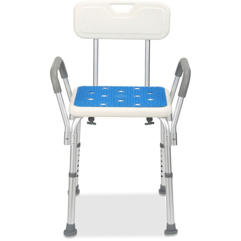 foto del prodotto swanew - sgabello da doccia regolabile in altezza fino a 136 kg sgabello da bagno - con braccioli e schienale quadratosgabello da doccia regolabile