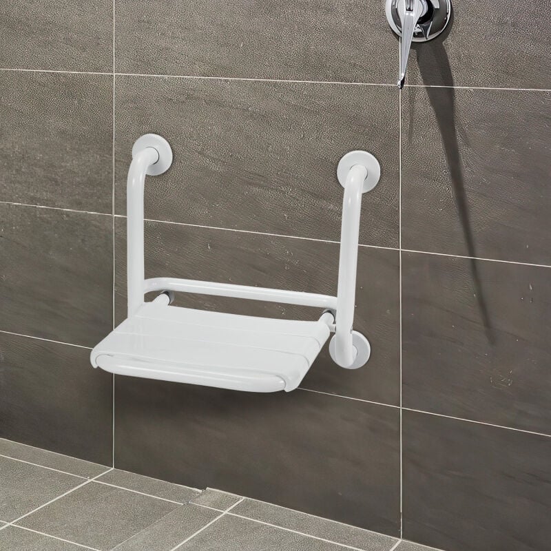 foto del prodotto swanew sgabello doccia pieghevole sgabello da bagno a parete 304 in acciaio inox abs 35x32.5 cm sedile doccia a parete