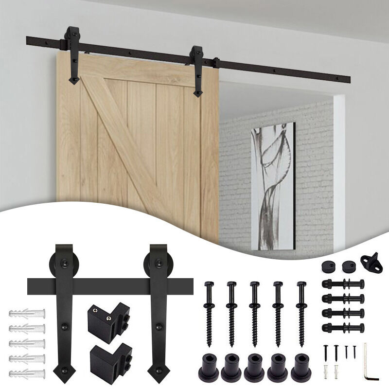 foto del prodotto swanew sistema di porte scorrevoli set di accessori per binari a pavimento in legno binario per porte a rulli in vetro 150kg pfeil 183cm