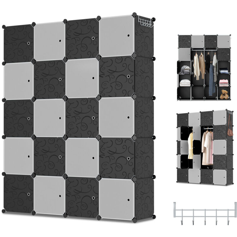 foto del prodotto swanew sistema di scaffali per armadio guardaroba con porta per vestiti scarpe giocattoli accessori 20 cubi
