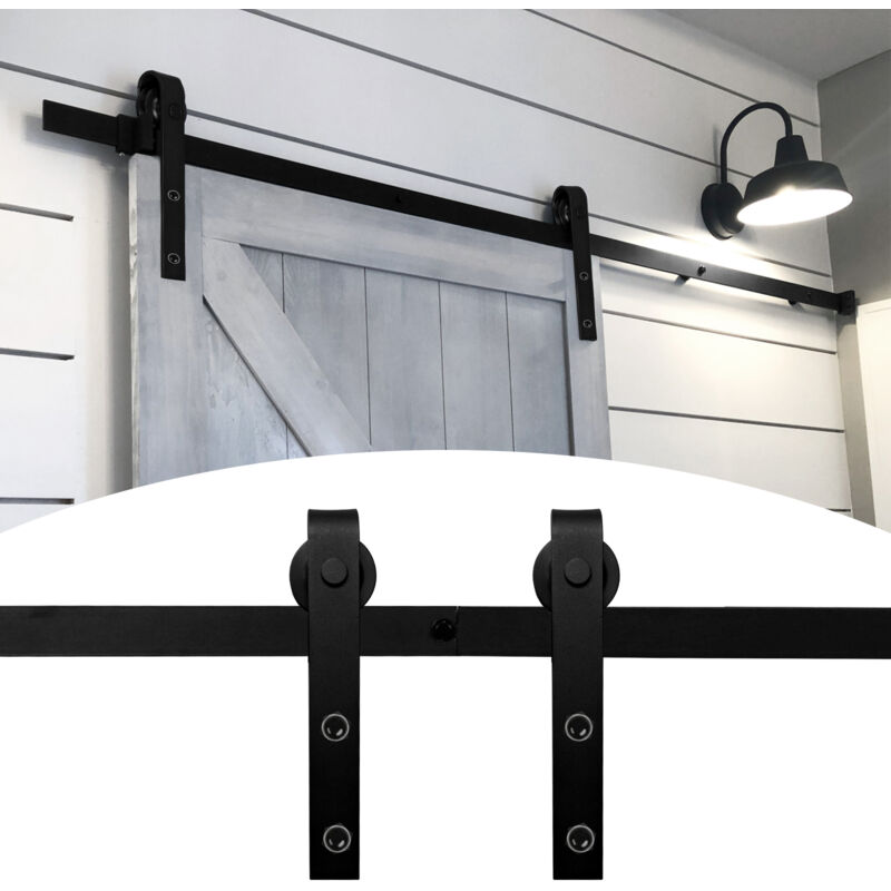 foto del prodotto swanew sistema per porte scorrevoli 244 cm kit per porte scorrevoli binario per porte scorrevoli forato 35 45 mm di larghezza