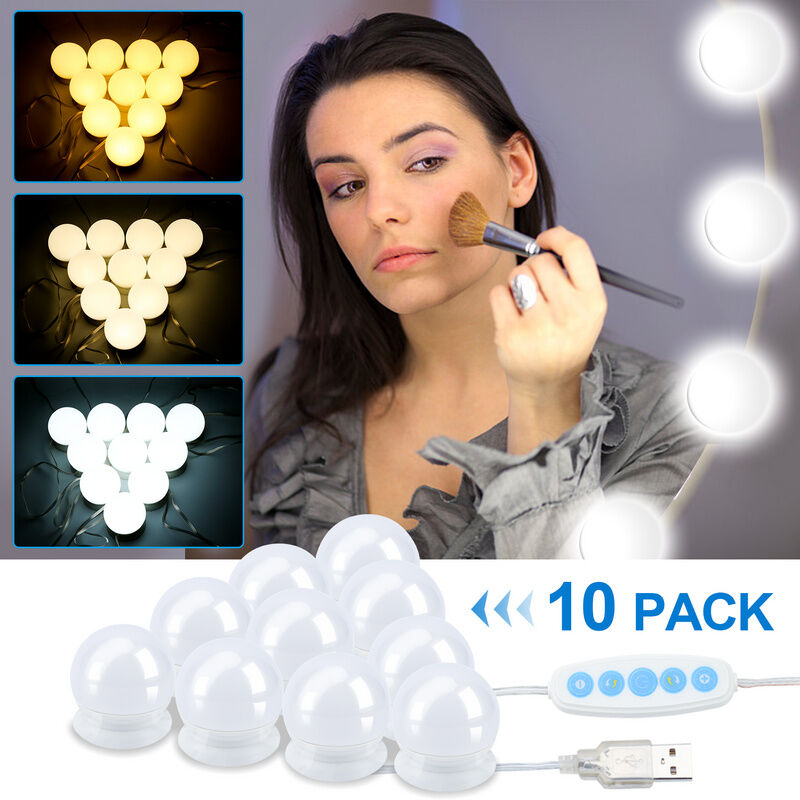 foto del prodotto swanew specchio luminoso a led per il trucco 10 led luce per il trucco usb dimmerabile stile hollywood
