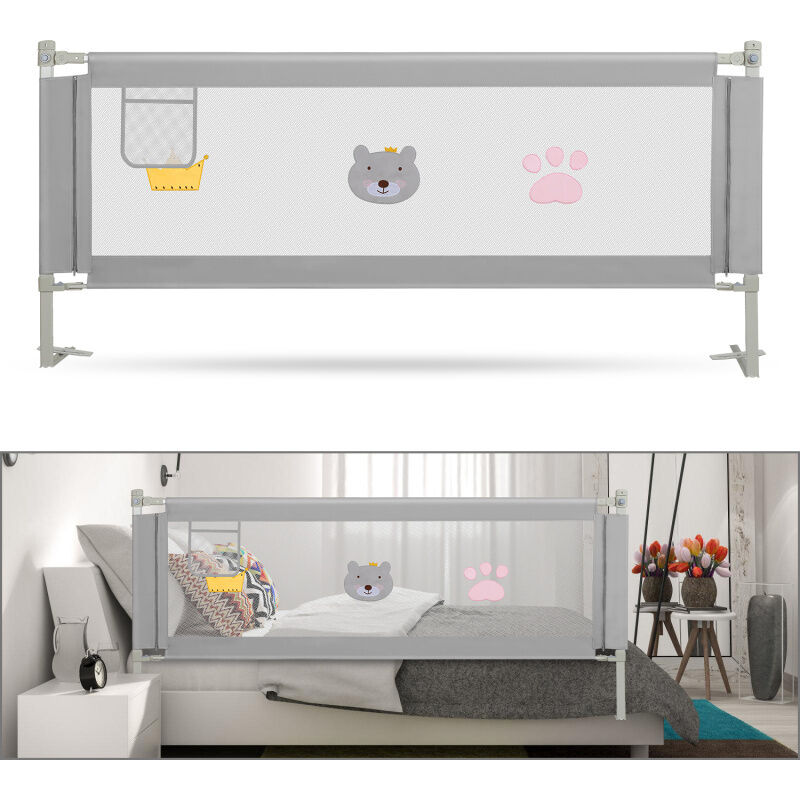 foto del prodotto swanew sponde letto bambini 150 cm sbarra letto bambini può sollevamento verticale sponda letto anti caduta