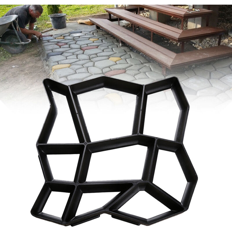 foto del prodotto swanew stampo per calcestruzzo 1pz. 43x43x4cm. stampo per pavimentazione in resina. plastica robusta. nero