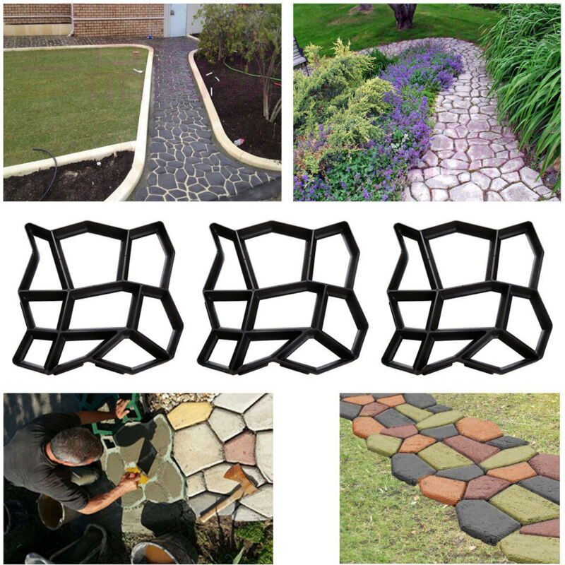 foto del prodotto swanew stampo per calcestruzzo da 3 pezzo, stampo per vialetto strumenti per stampi per pavimentazione di vialetto per patio in cemento, 43x43x4 cm