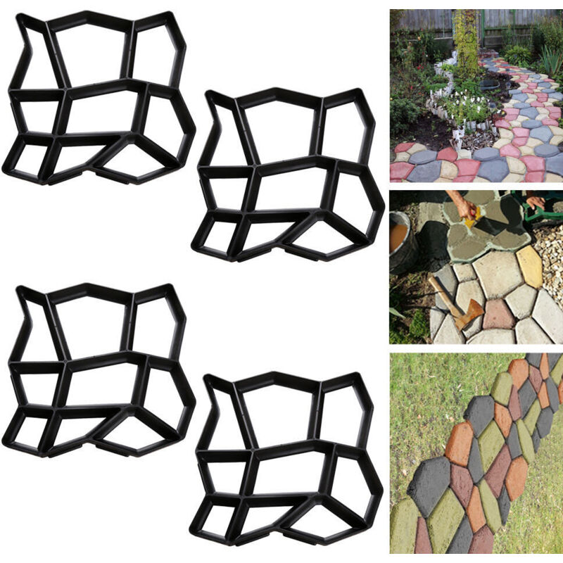 foto del prodotto swanew stampo per calcestruzzo da 4 pezzo, stampo per vialetto strumenti per stampi per pavimentazione di vialetto per patio in cemento, 43x43x4 cm