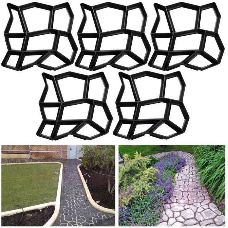 foto del prodotto swanew stampo per calcestruzzo da 5 pezzo, stampo per vialetto strumenti per stampi per pavimentazione di vialetto per patio in cemento, 43x43x4 cm