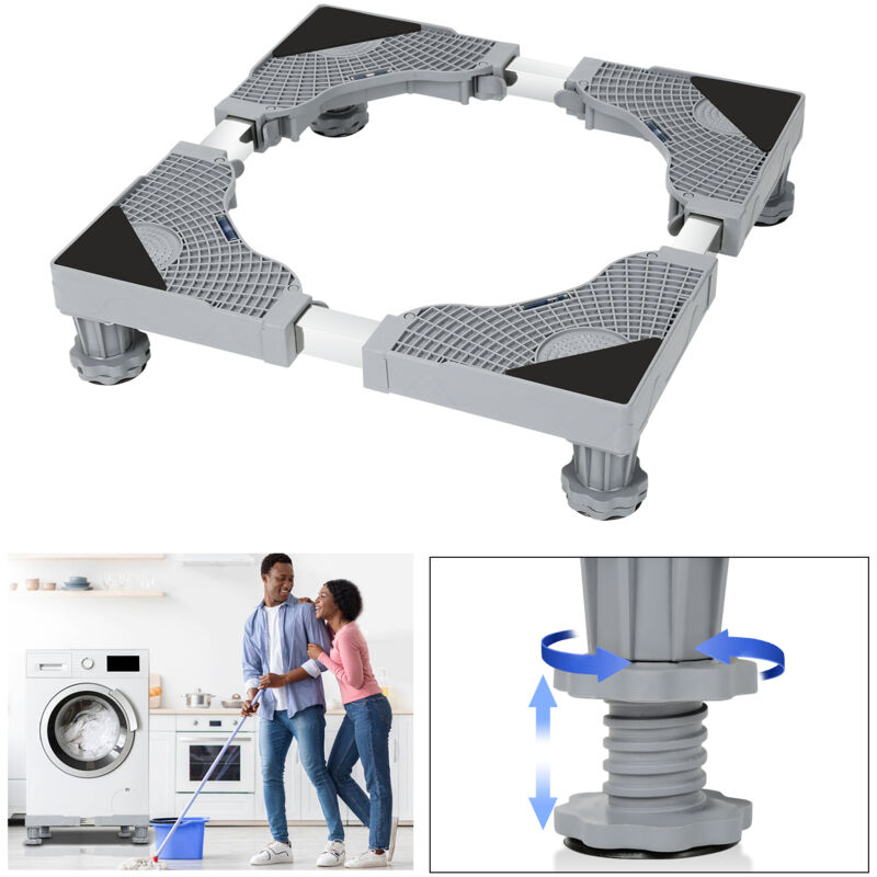 foto del prodotto swanew supporto regolabile per lavatrice 41 65cm frigorifero e asciugatrice 4 gambe supporto carico 800 kg grigio