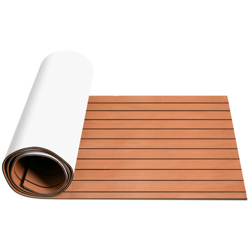 foto del prodotto swanew tappetino da pavimento tappetino antiscivolo tappetino antiscivolo in teak schiuma eva marrone 240x90cm