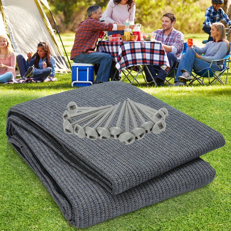 foto del prodotto swanew tappetino impermeabile per tenda da campeggio telo tenda all'aperto coperta da picnic caravan 250x400cm,grigio
