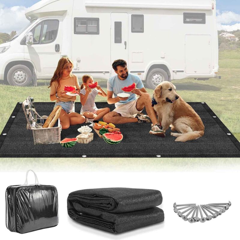 foto del prodotto swanew tappetino impermeabile per tenda da campeggio telo tenda all aperto coperta da picnic caravan 250x500cm,nero